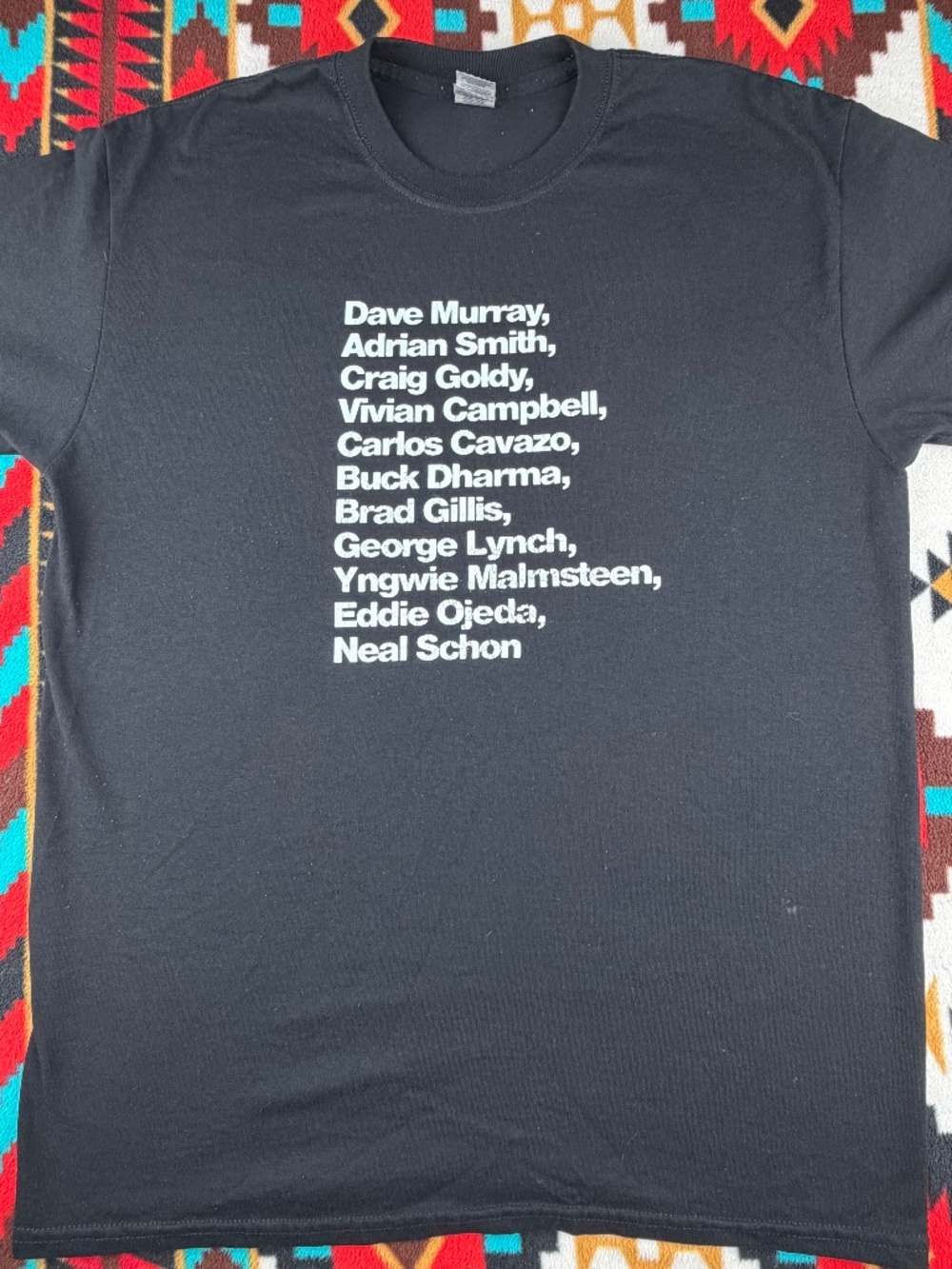 Guitar Legends Names List Graphic T Shirt Medium Black Dave Murray Adrian Smith